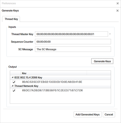 Thread Key Generation Window